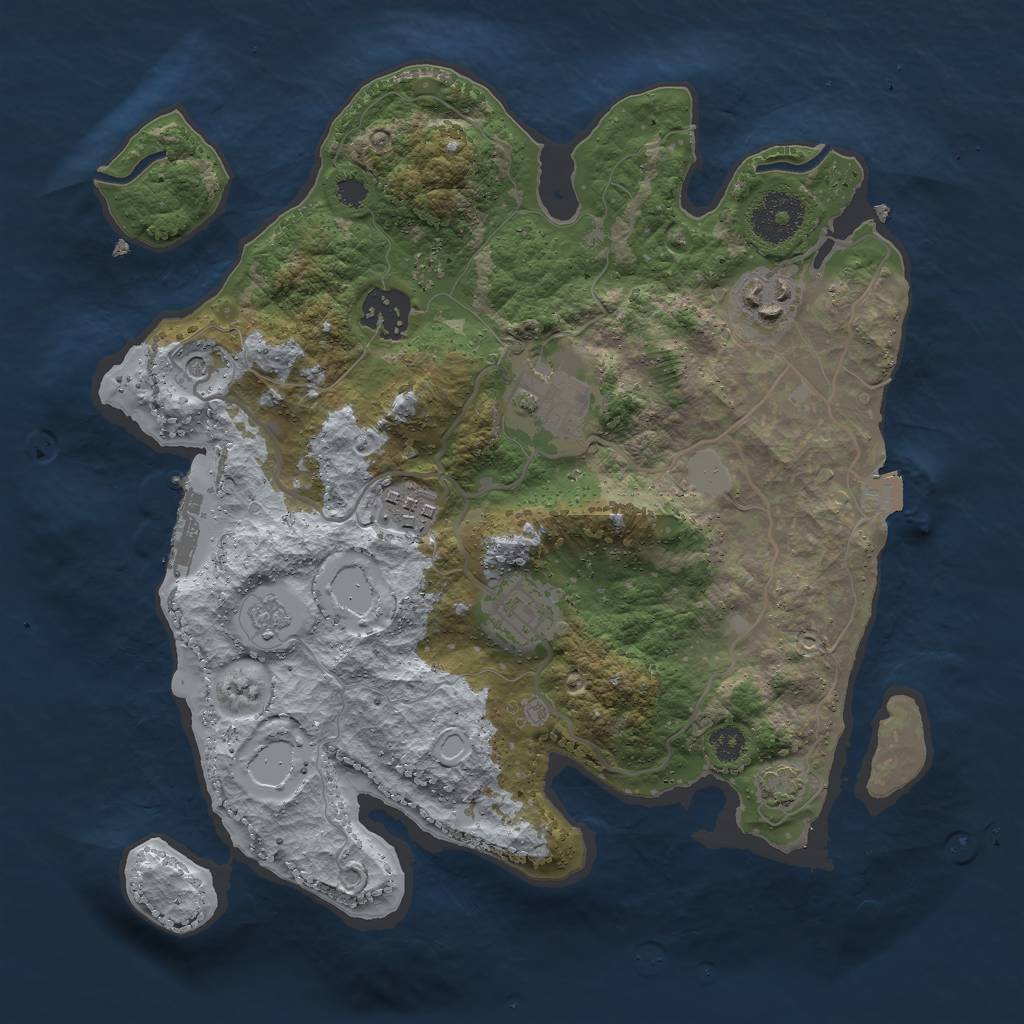 Rust Map: Procedural Map, Size: 3000, Seed: 19811981, 12 Monuments