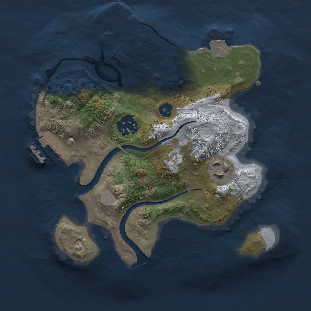 Rust Map: Procedural Map, Size: 2300, Seed: 884696628, 5 Monuments