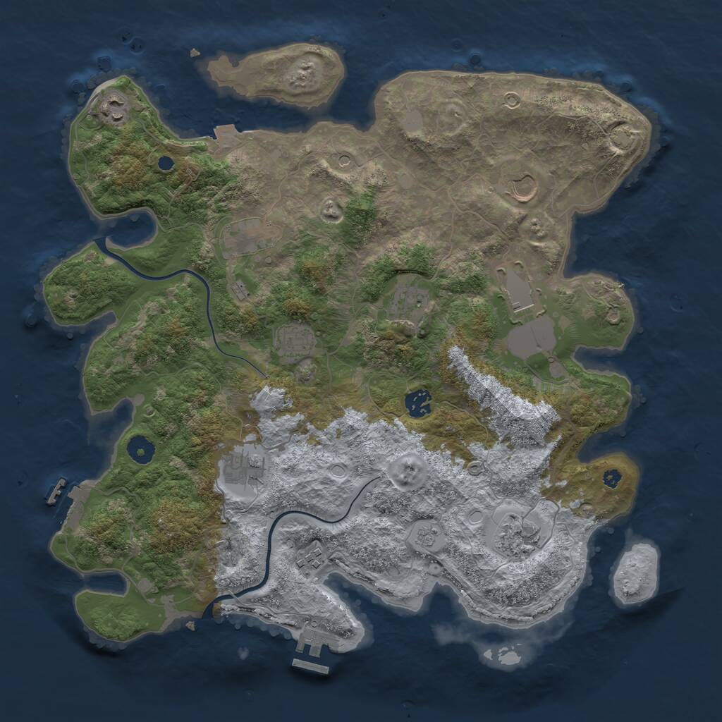 Rust Map: Procedural Map, Size: 3950, Seed: 1365636114, 16 Monuments