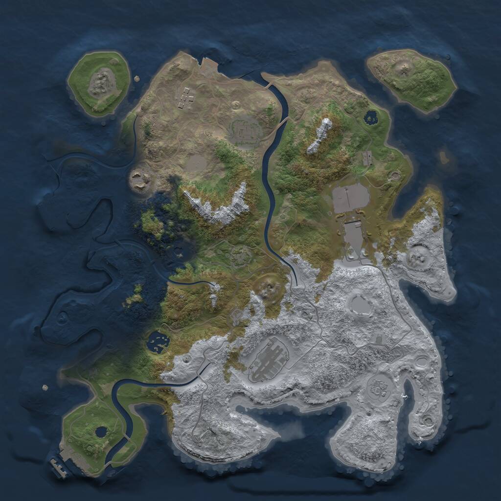 Rust Map: Procedural Map, Size: 3500, Seed: 1989520636, 12 Monuments