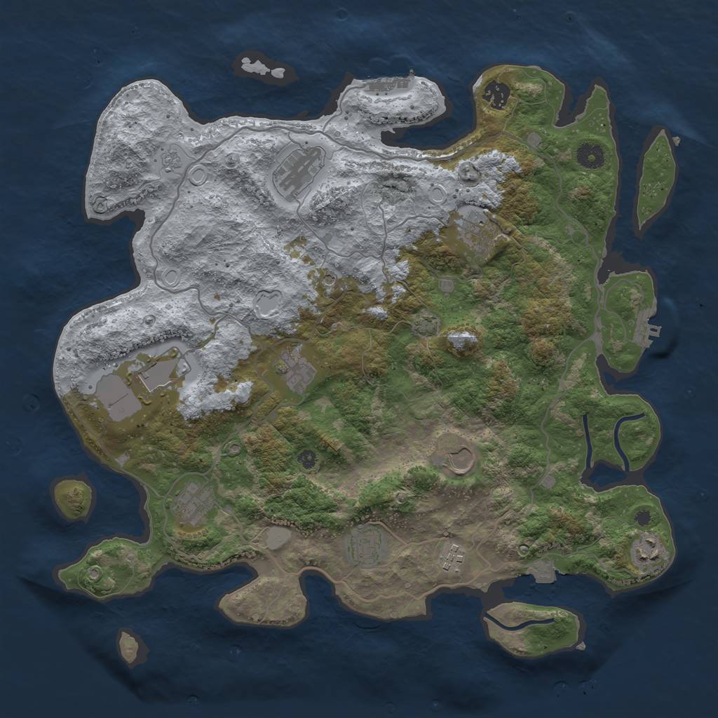 Rust Map: Procedural Map, Size: 4000, Seed: 286760170, 18 Monuments