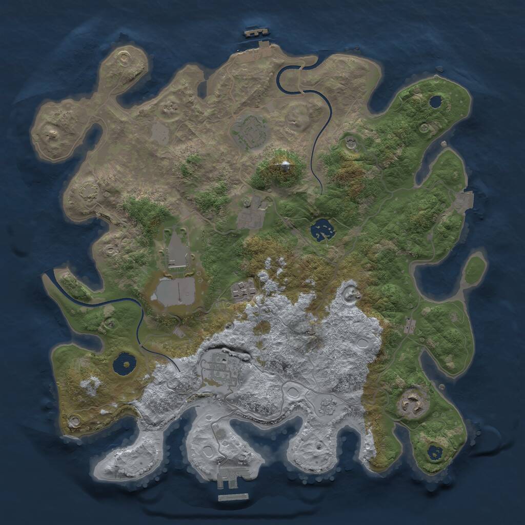 Rust Map: Procedural Map, Size: 3500, Seed: 27041, 13 Monuments