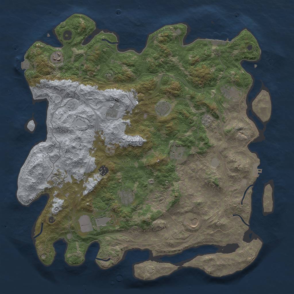 Rust Map: Procedural Map, Size: 4500, Seed: 1175372922, 19 Monuments