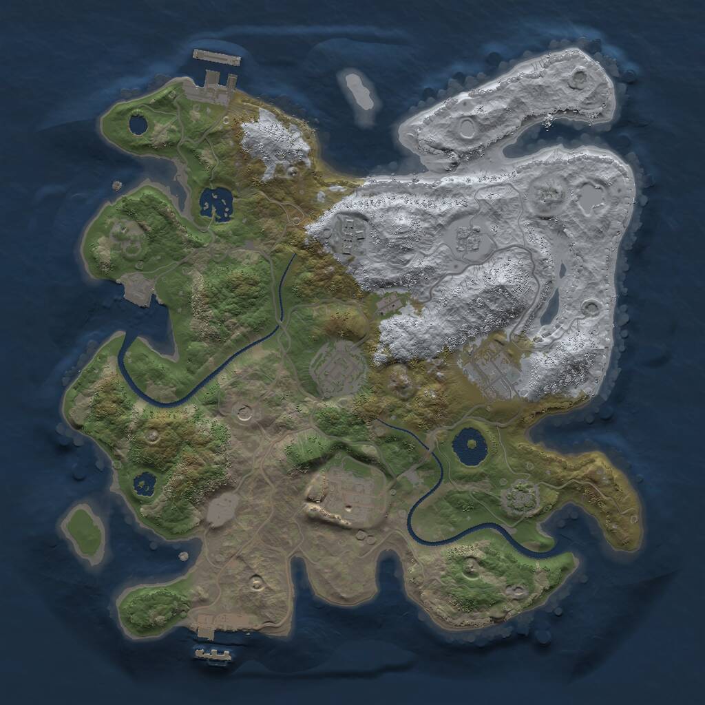 Rust Map: Procedural Map, Size: 3000, Seed: 2117670334, 11 Monuments
