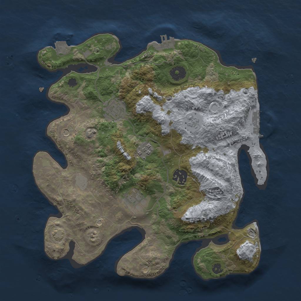 Rust Map: Procedural Map, Size: 3000, Seed: 1797572377, 12 Monuments