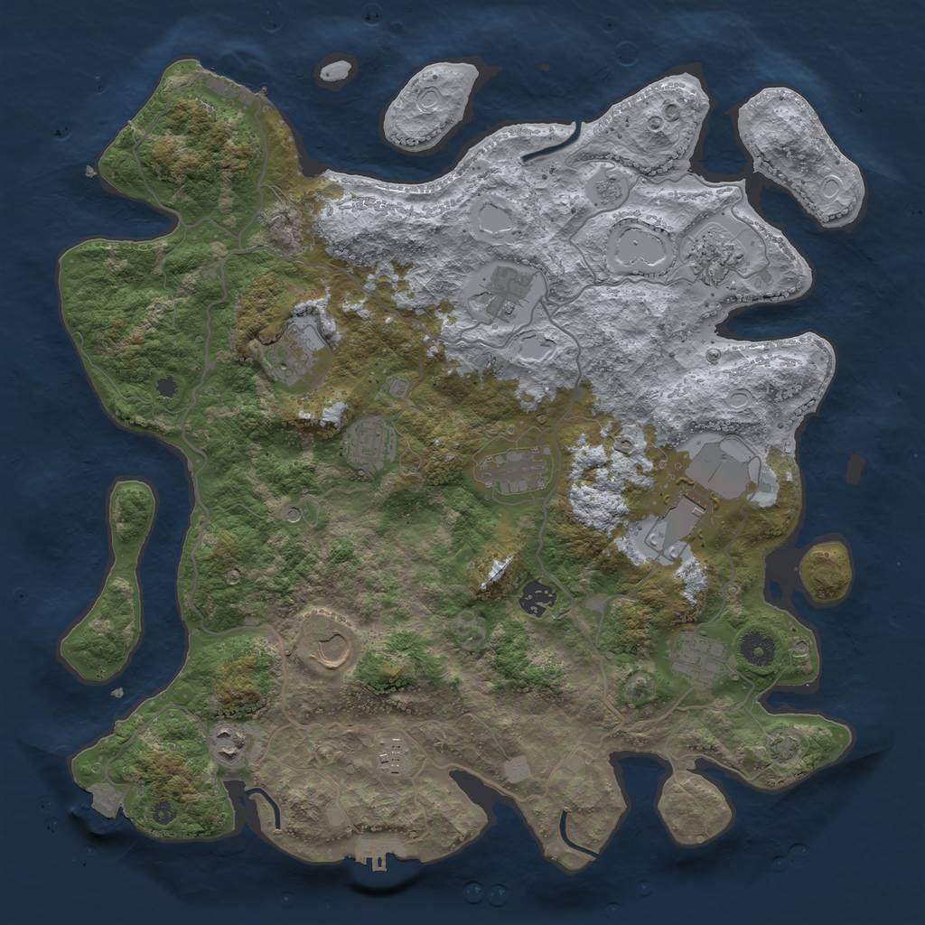Rust Map: Procedural Map, Size: 4000, Seed: 2463612, 19 Monuments