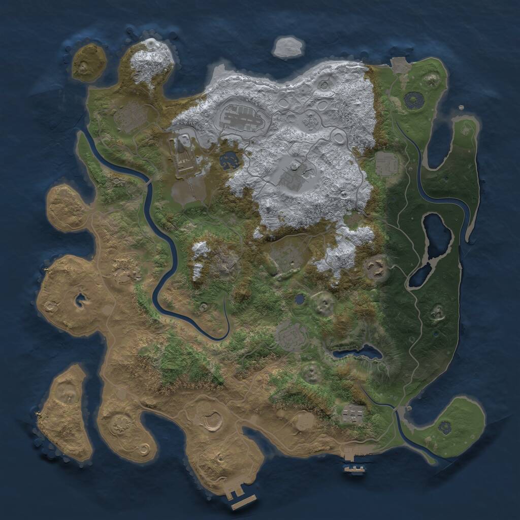 Rust Map: Procedural Map, Size: 4000, Seed: 1160440697, 17 Monuments