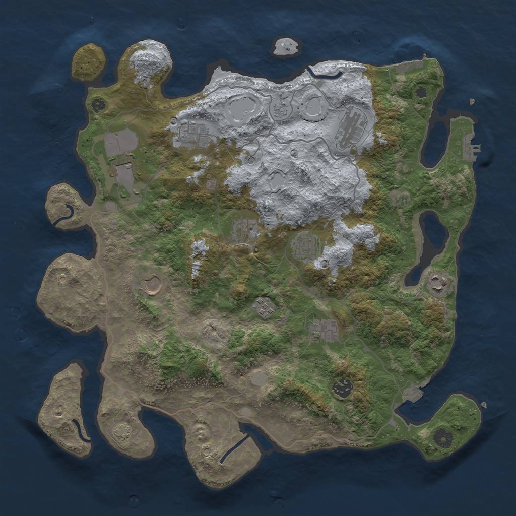 Rust Map: Procedural Map, Size: 4000, Seed: 1160440697, 18 Monuments