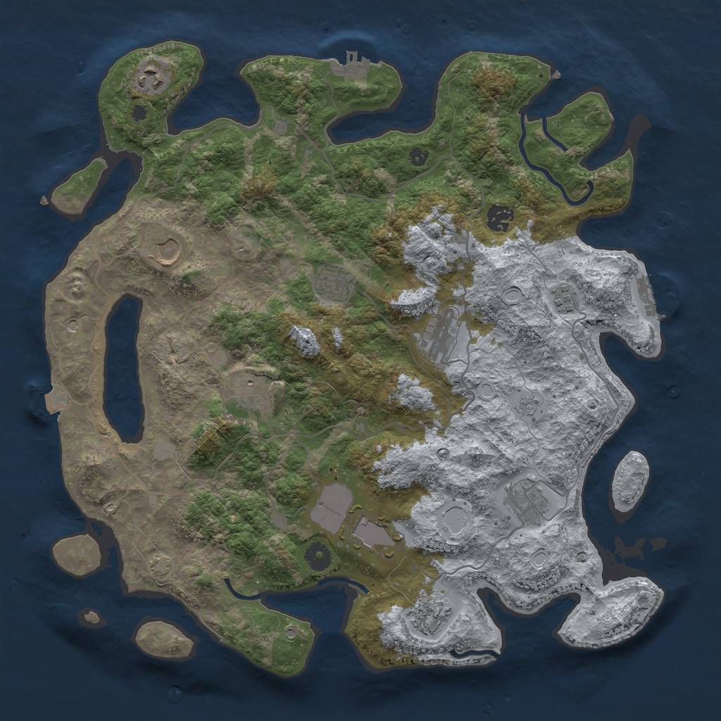 Rust Map: Procedural Map, Size: 4000, Seed: 455137034, 18 Monuments