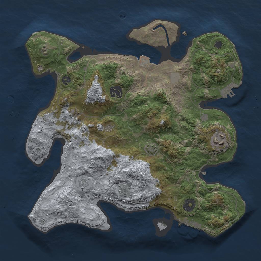 Rust Map: Procedural Map, Size: 3000, Seed: 62839517, 12 Monuments