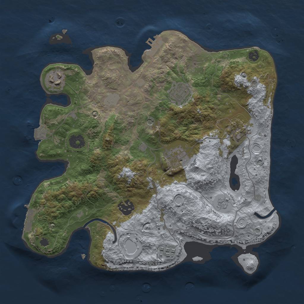 Rust Map: Procedural Map, Size: 3000, Seed: 698891186, 13 Monuments