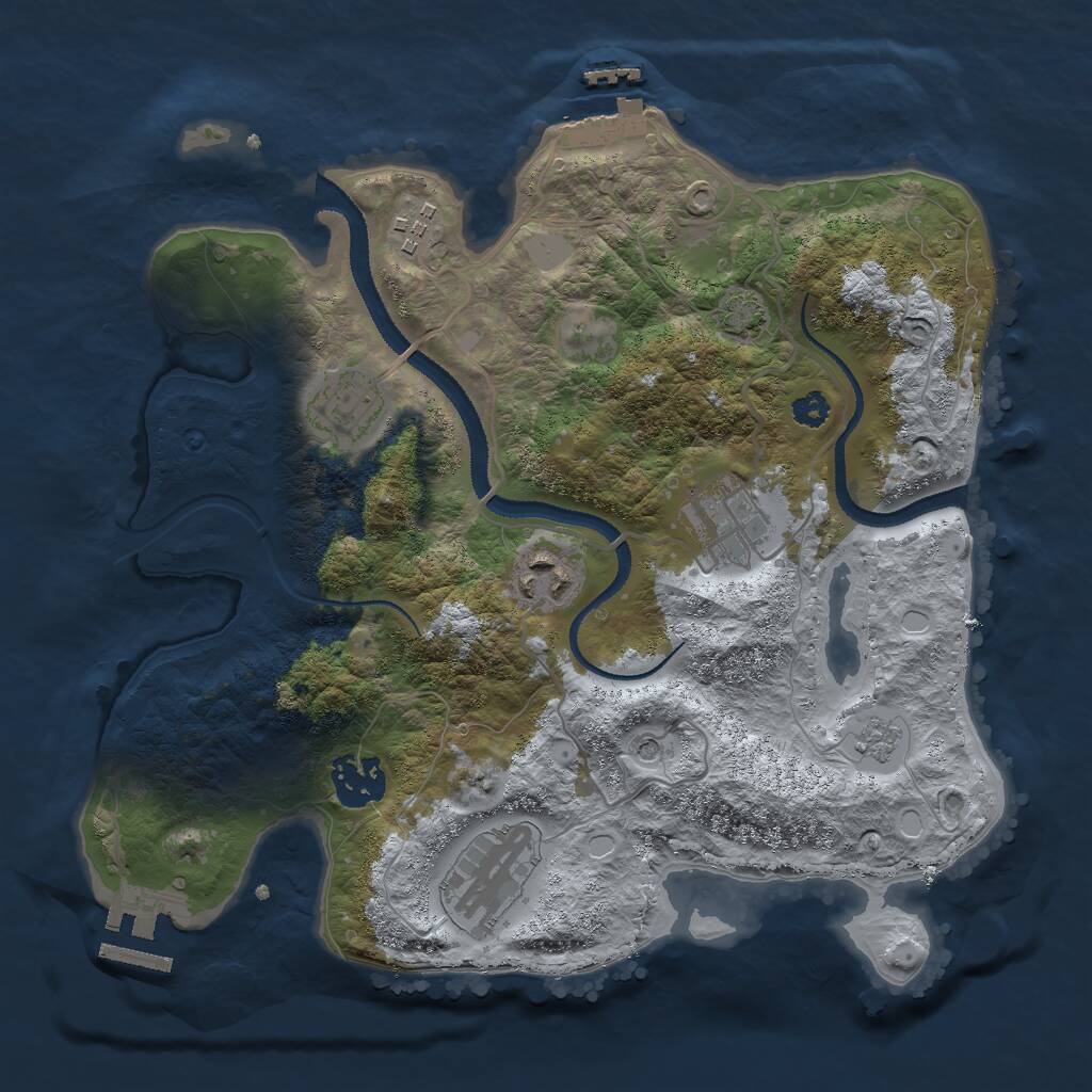 Rust Map: Procedural Map, Size: 3000, Seed: 698891186, 12 Monuments