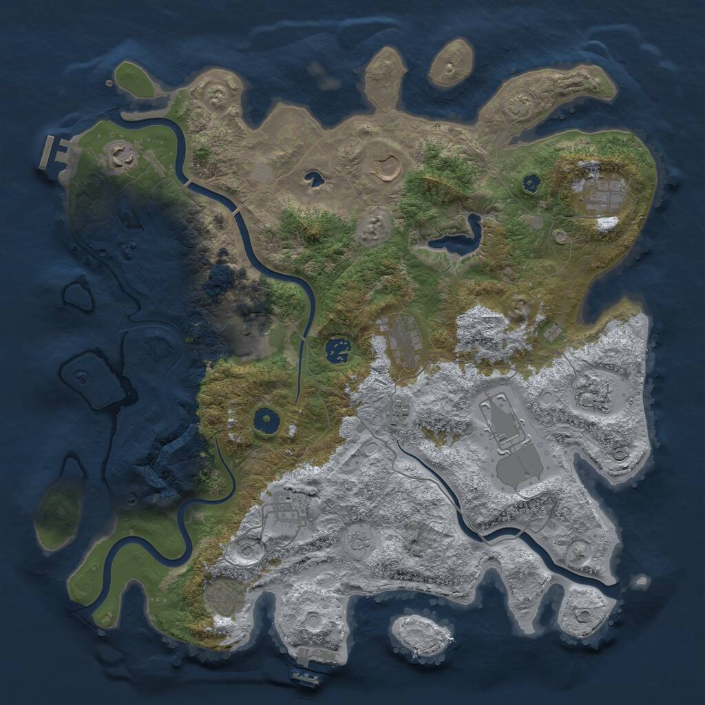 Rust Map: Procedural Map, Size: 4096, Seed: 65879841, 17 Monuments