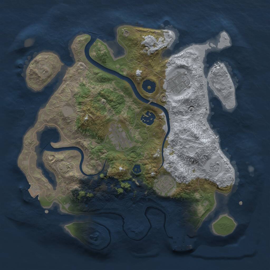Rust Map: Procedural Map, Size: 3000, Seed: 961659468, 9 Monuments
