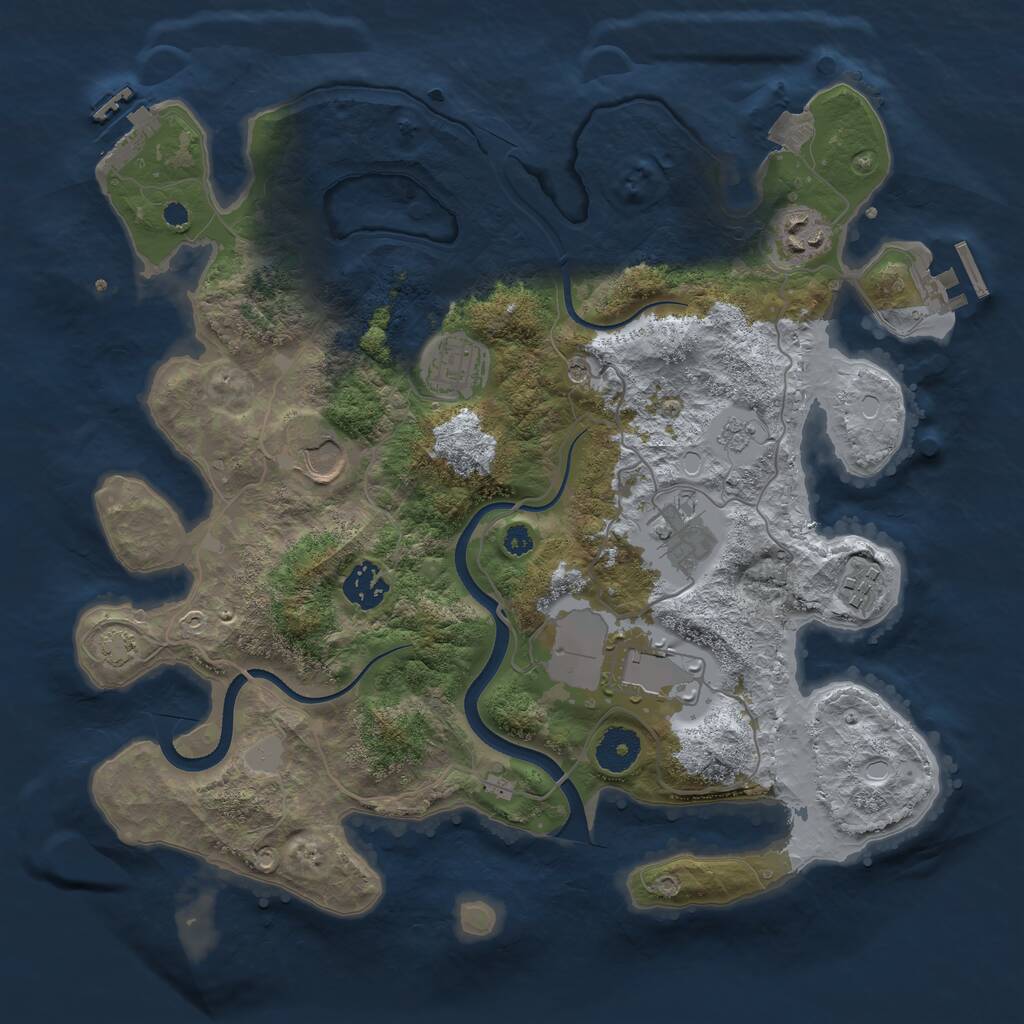 Rust Map: Procedural Map, Size: 3500, Seed: 702881877, 13 Monuments