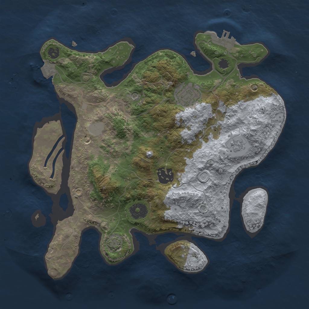 Rust Map: Procedural Map, Size: 2750, Seed: 2136894164, 9 Monuments