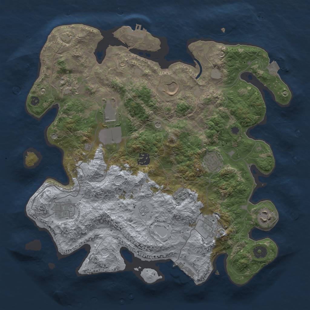 Rust Map: Procedural Map, Size: 3500, Seed: 2026798929, 17 Monuments