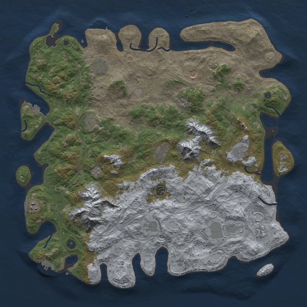 Rust Map: Procedural Map, Size: 5000, Seed: 287222316, 19 Monuments