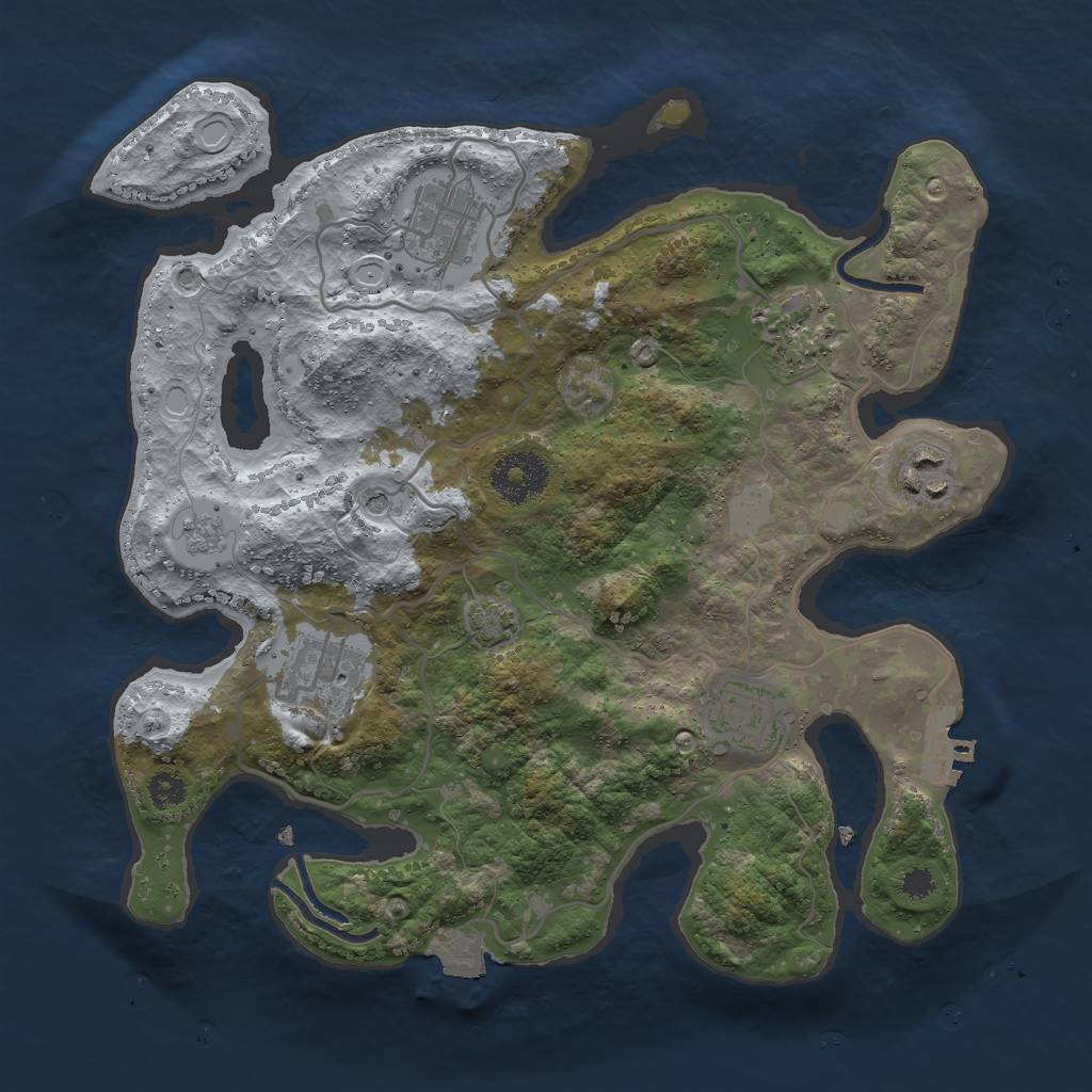 Rust Map: Procedural Map, Size: 3000, Seed: 1046816458, 12 Monuments