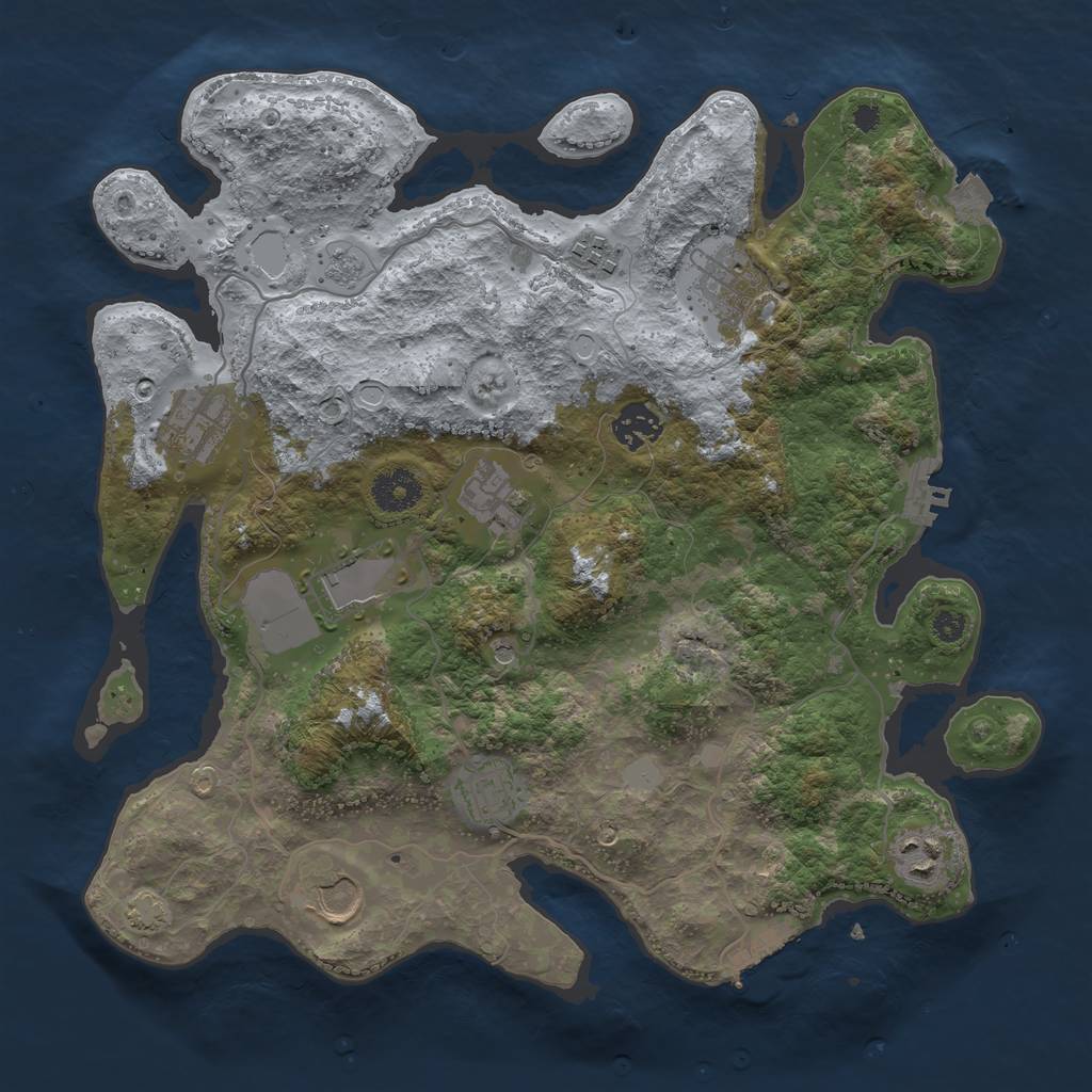 Rust Map: Procedural Map, Size: 3500, Seed: 2136185299, 17 Monuments