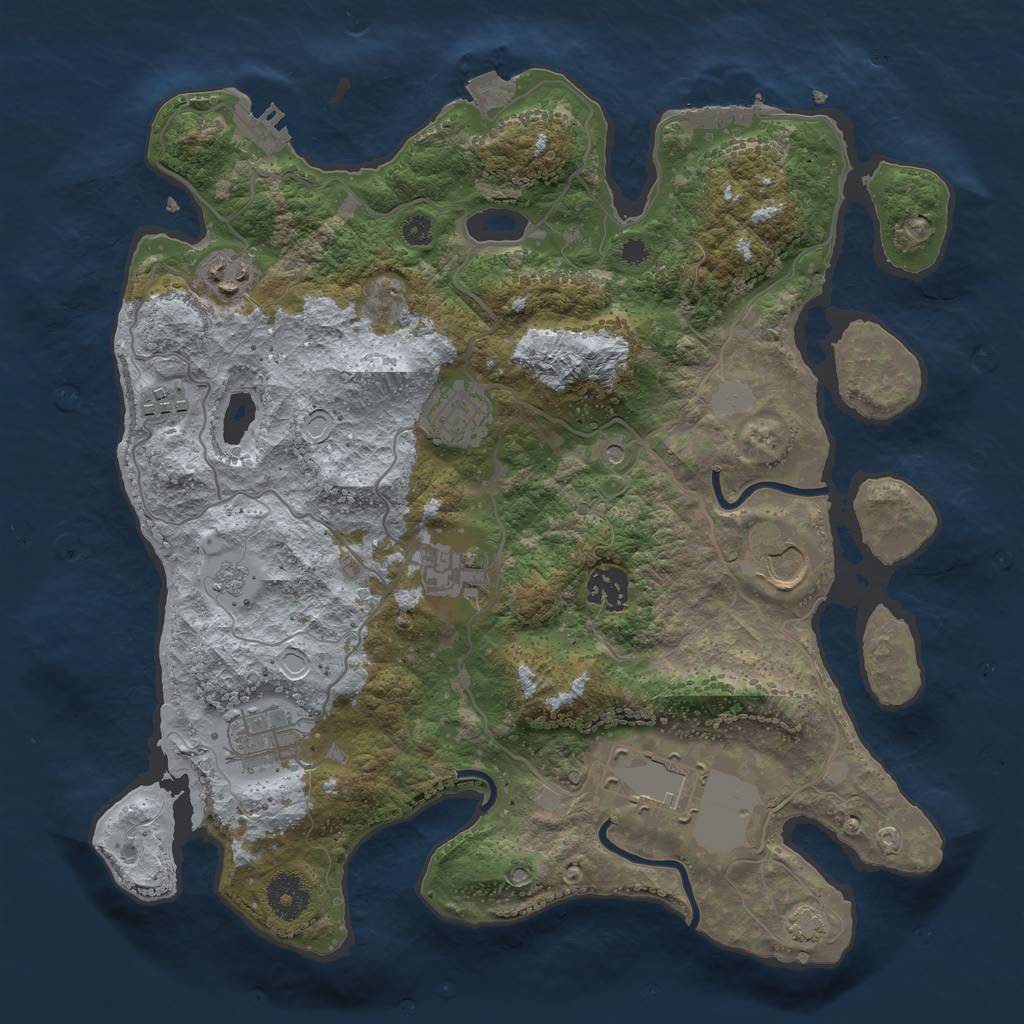 Rust Map: Procedural Map, Size: 3500, Seed: 567899, 16 Monuments