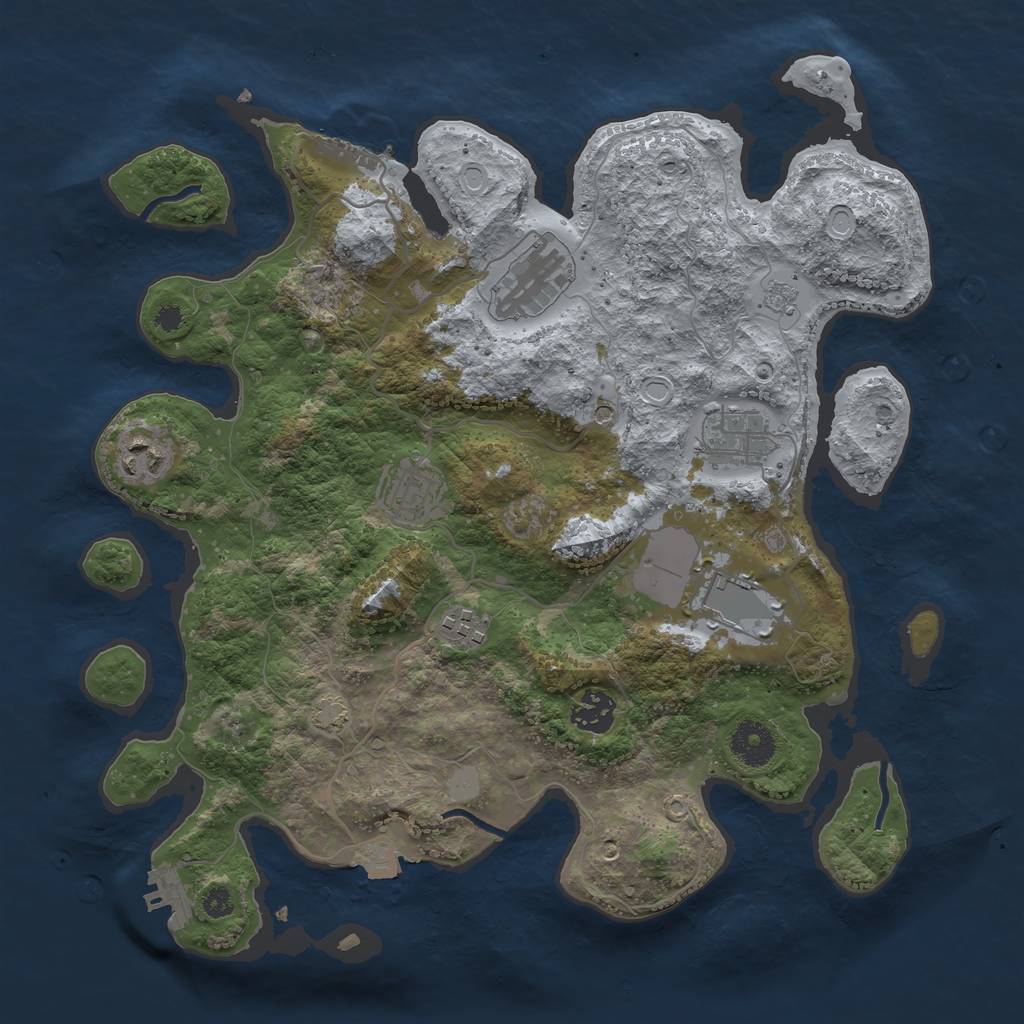 Rust Map: Procedural Map, Size: 3500, Seed: 1075306592, 15 Monuments