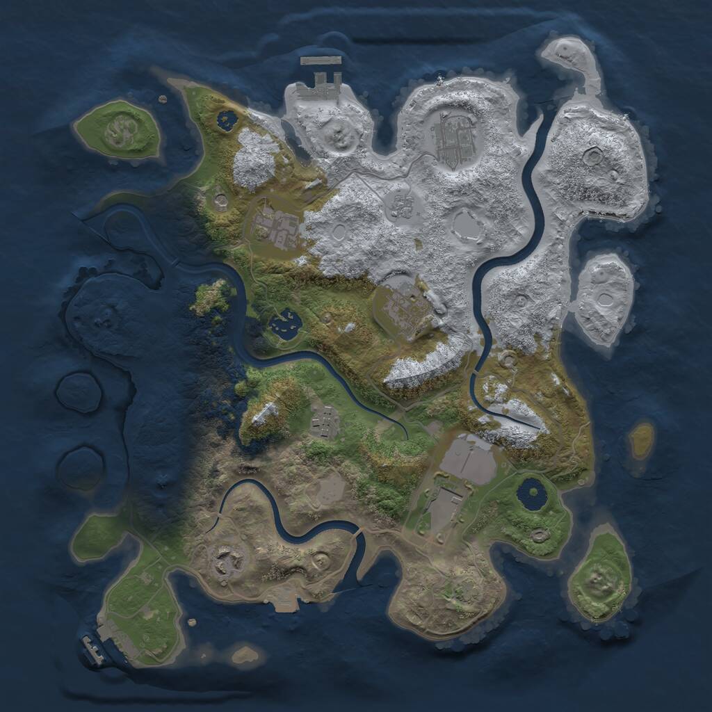Rust Map: Procedural Map, Size: 3500, Seed: 1075306592, 13 Monuments