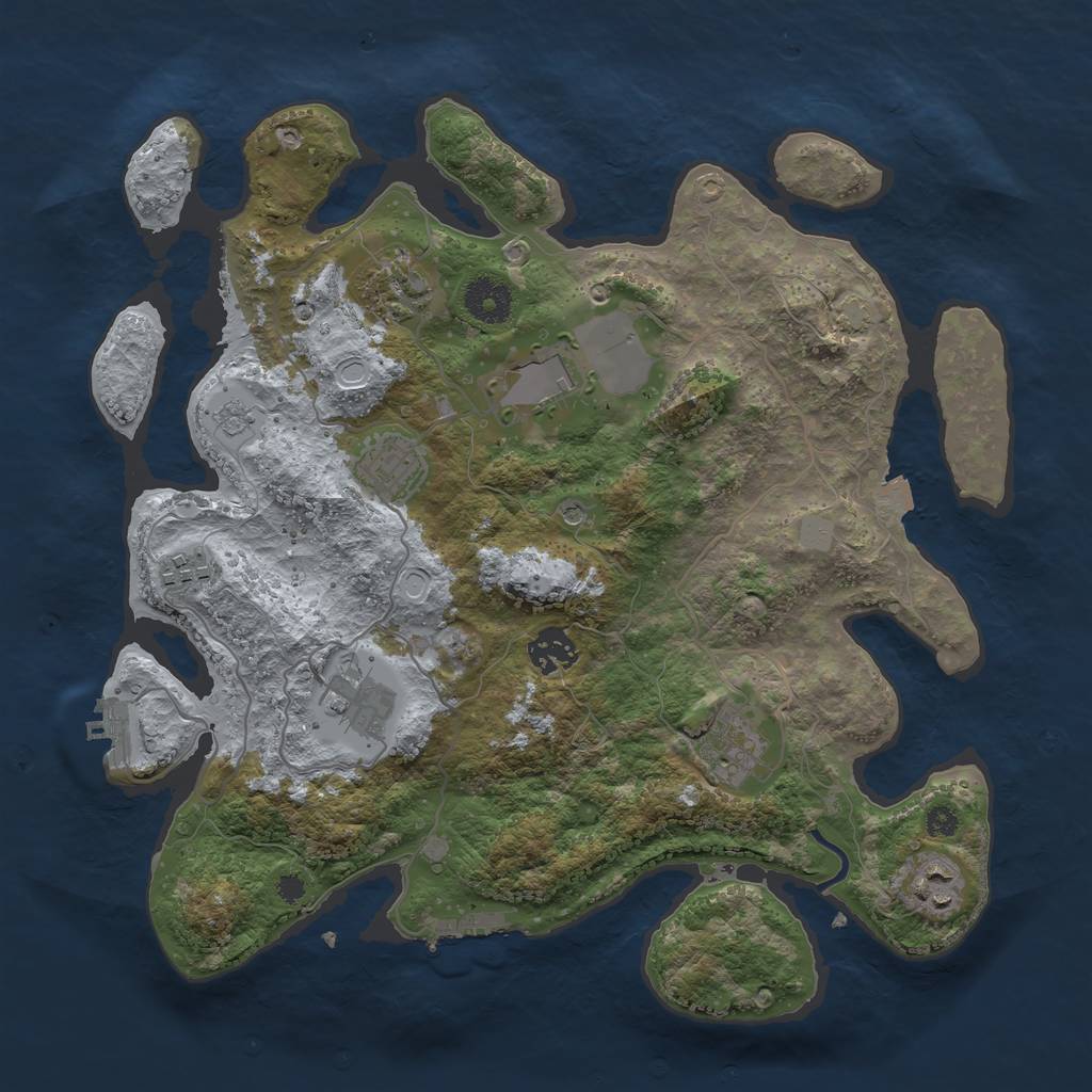 Rust Map: Procedural Map, Size: 3500, Seed: 7423526, 16 Monuments