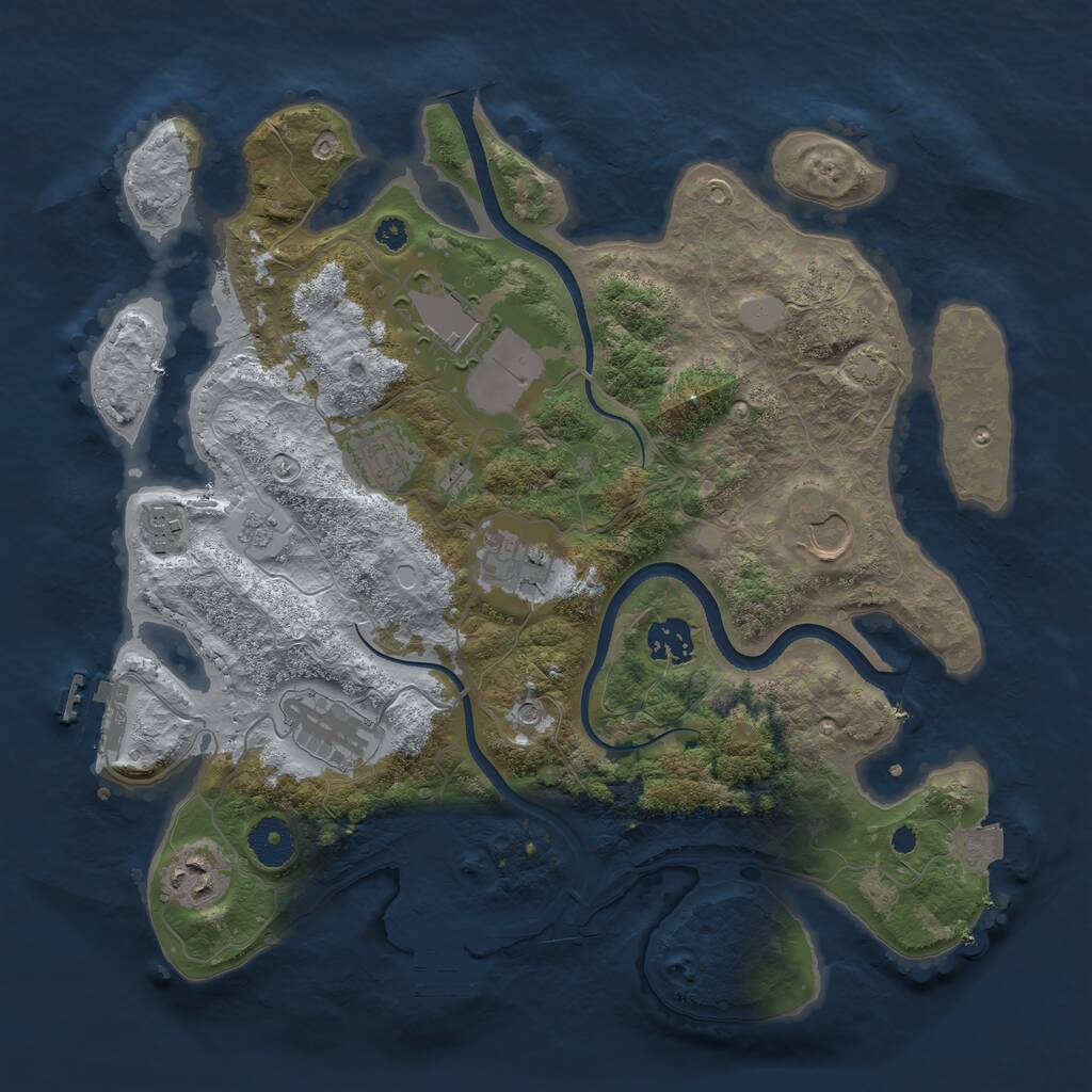 Rust Map: Procedural Map, Size: 3500, Seed: 7423526, 14 Monuments