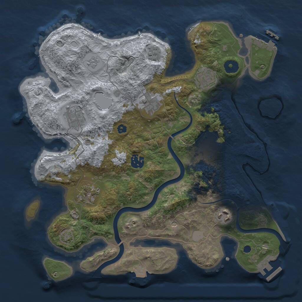 Rust Map: Procedural Map, Size: 3250, Seed: 1928955538, 14 Monuments