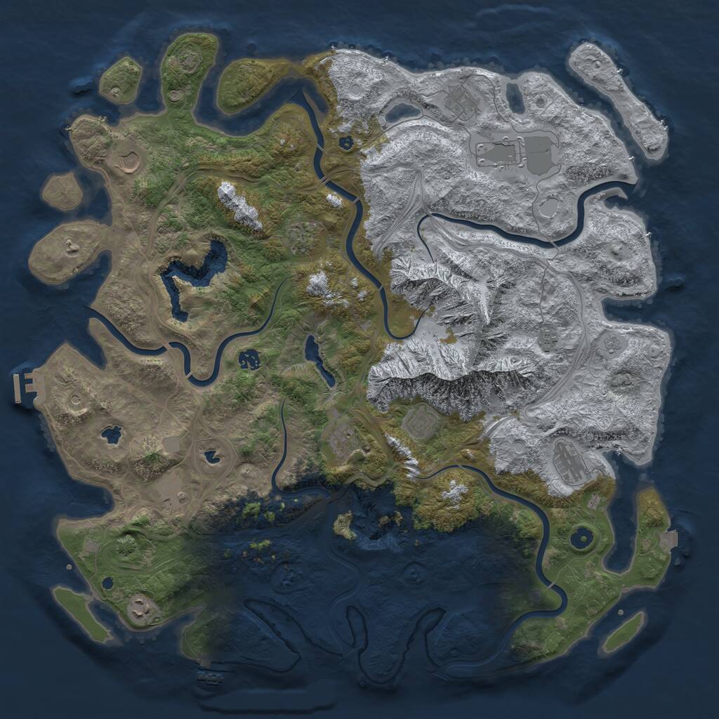 Rust Map: Procedural Map, Size: 5000, Seed: 1004678977, 17 Monuments