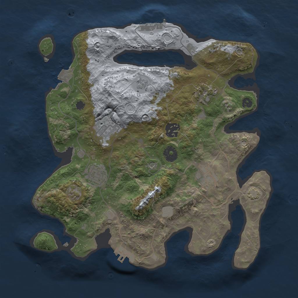Rust Map: Procedural Map, Size: 3000, Seed: 1914240472, 13 Monuments