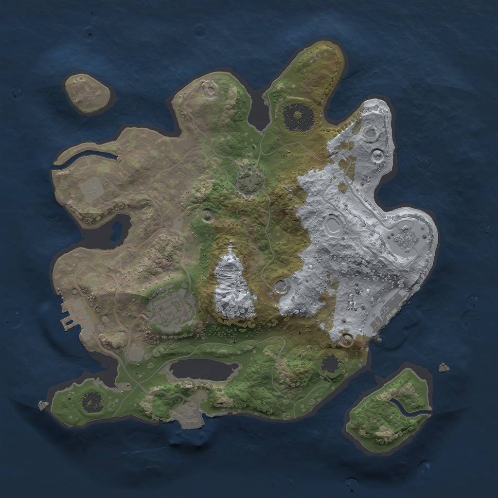 Rust Map: Procedural Map, Size: 2500, Seed: 83989, 9 Monuments