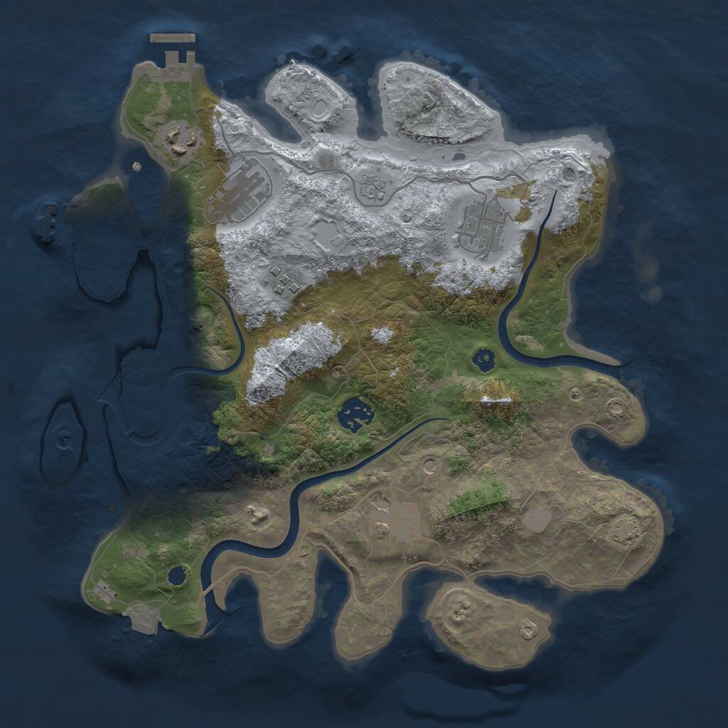 Rust Map: Procedural Map, Size: 3250, Seed: 1903445775, 12 Monuments