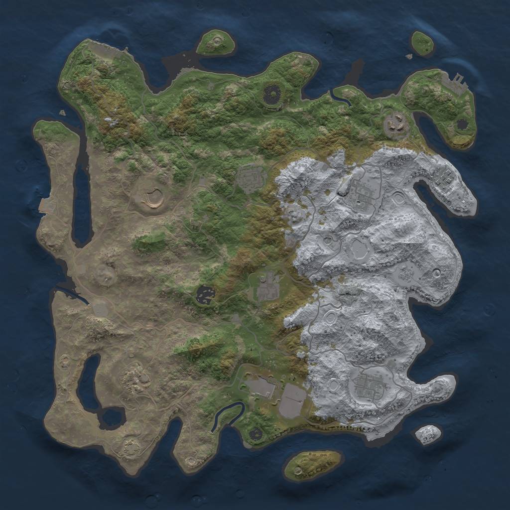 Rust Map: Procedural Map, Size: 4000, Seed: 954636993, 18 Monuments
