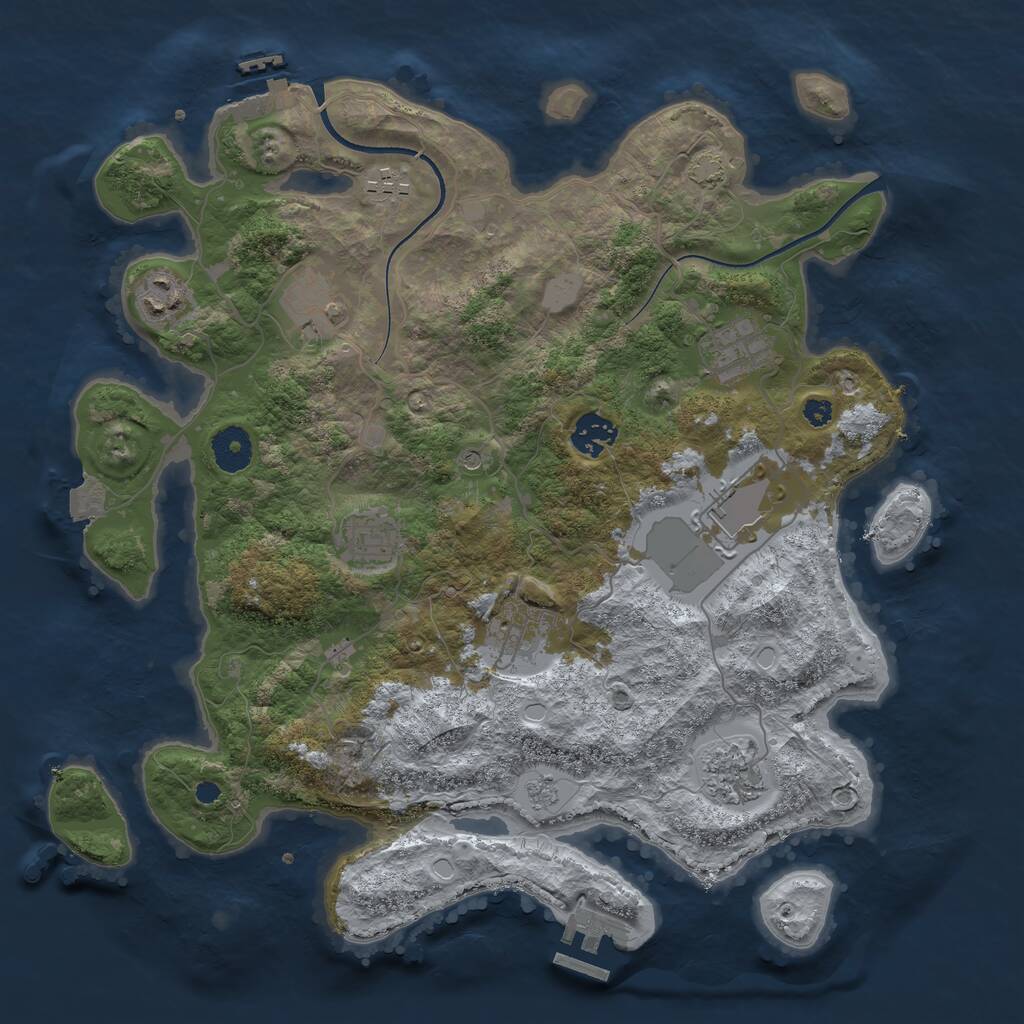 Rust Map: Procedural Map, Size: 3600, Seed: 12301, 15 Monuments