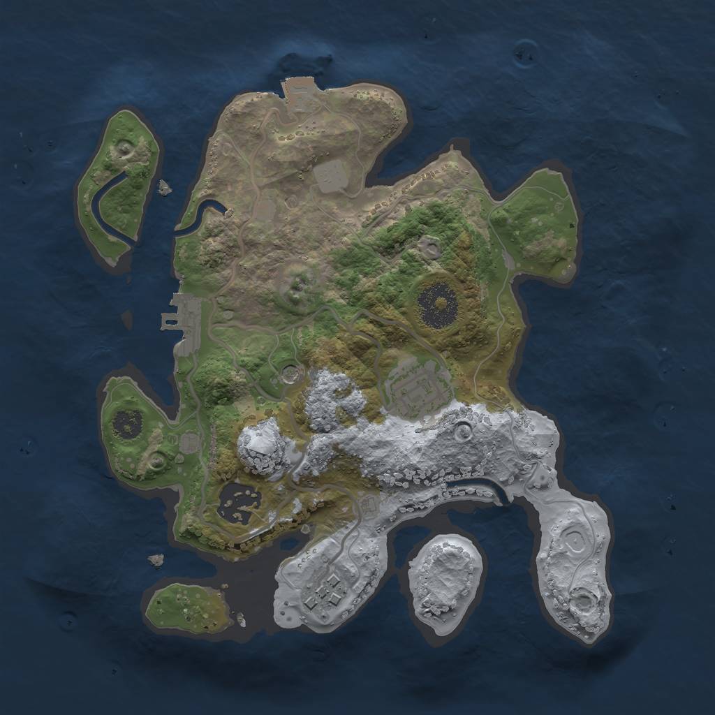 Rust Map: Procedural Map, Size: 2500, Seed: 1231234124, 8 Monuments