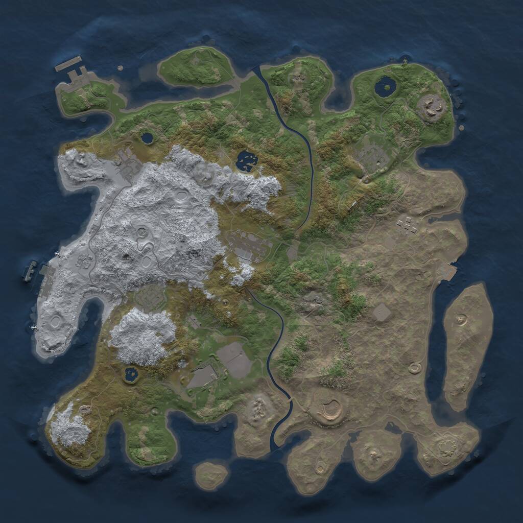 Rust Map: Procedural Map, Size: 3800, Seed: 1210076955, 15 Monuments