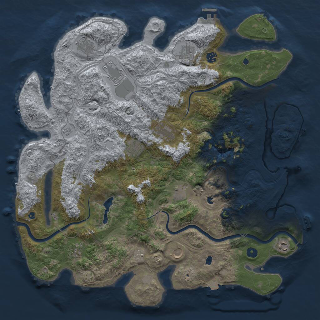 Rust Map: Procedural Map, Size: 4500, Seed: 1458385963, 17 Monuments