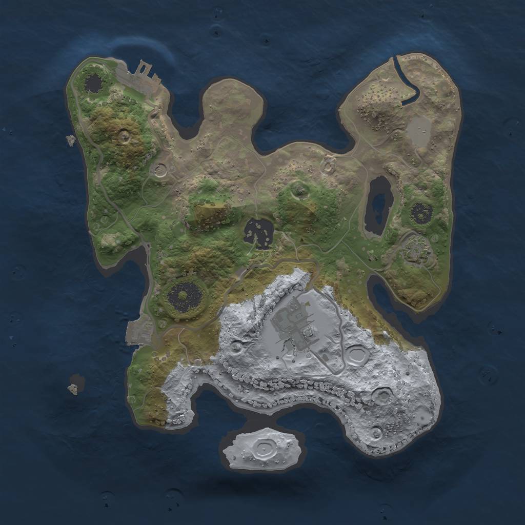 Rust Map: Procedural Map, Size: 2500, Seed: 949083495, 8 Monuments
