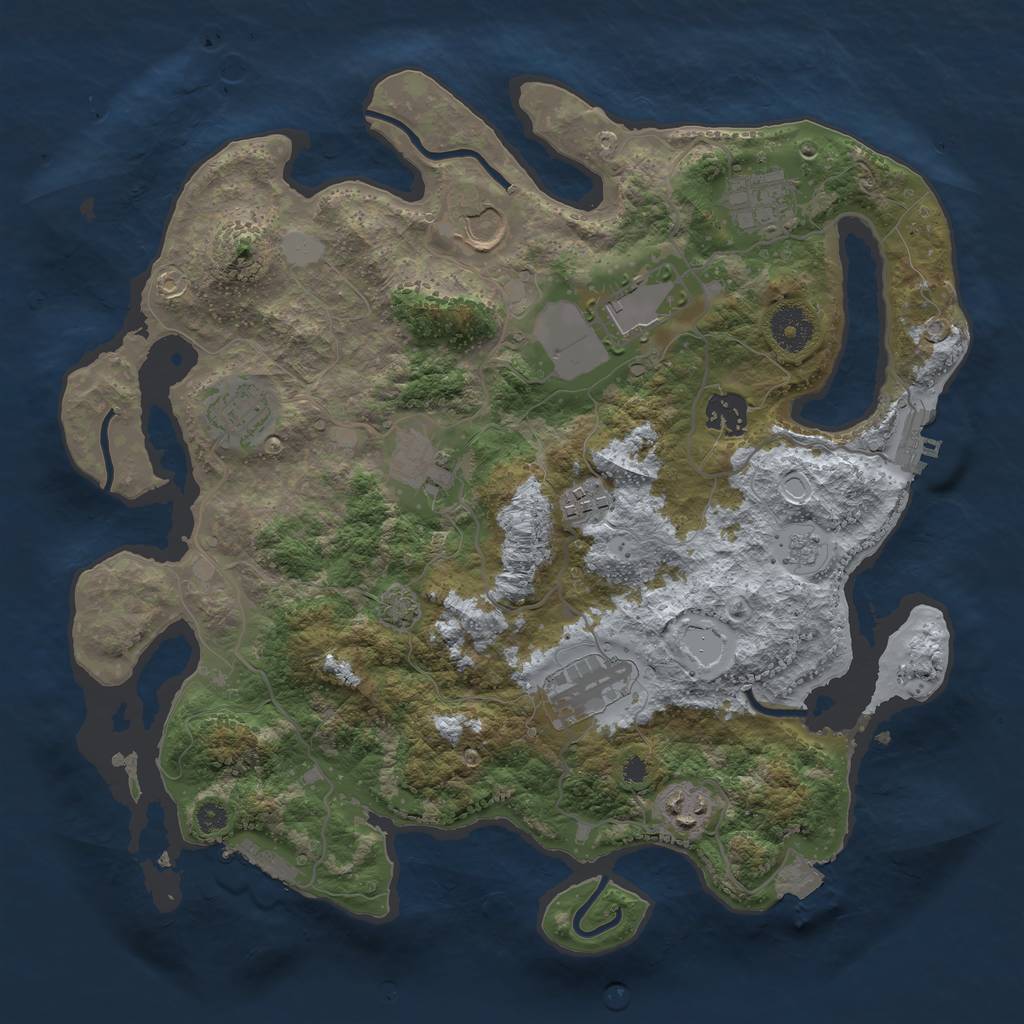 Rust Map: Procedural Map, Size: 3500, Seed: 390677806, 16 Monuments