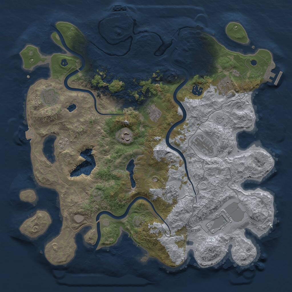 Rust Map: Procedural Map, Size: 4000, Seed: 1841169116, 15 Monuments