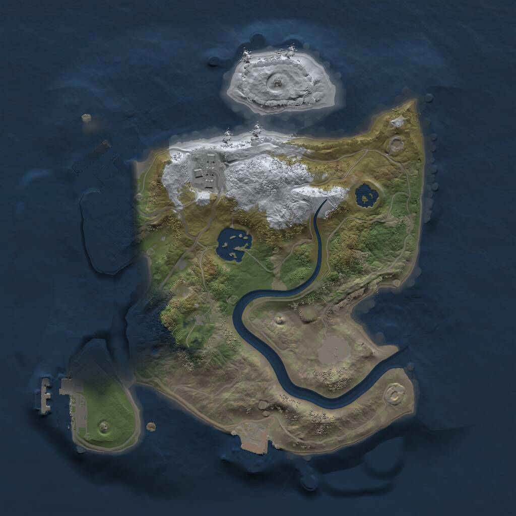 Rust Map: Procedural Map, Size: 2250, Seed: 5, 5 Monuments