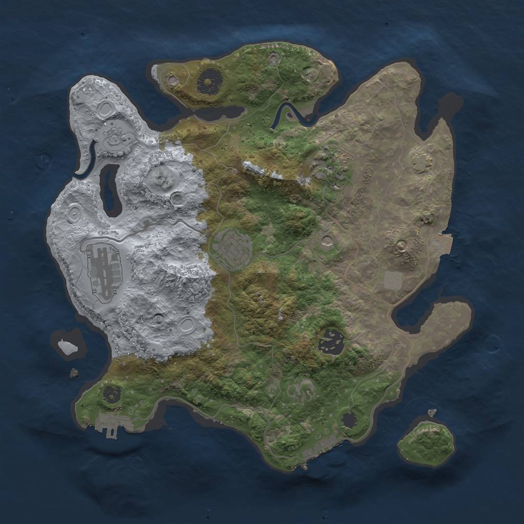 Rust Map: Procedural Map, Size: 3000, Seed: 2463596, 12 Monuments