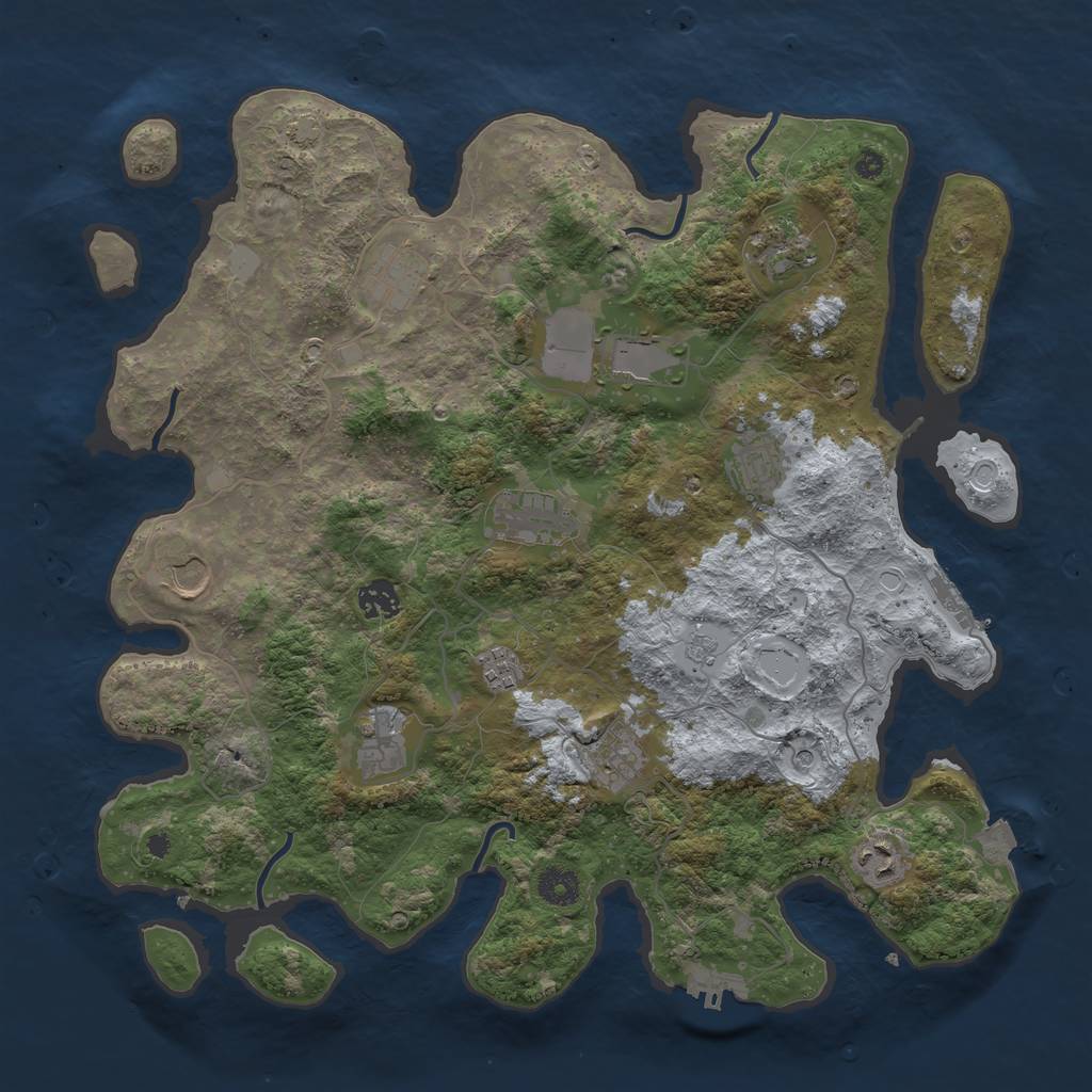 Rust Map: Procedural Map, Size: 3950, Seed: 13299454, 19 Monuments