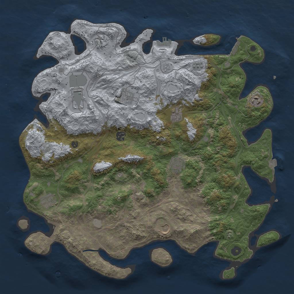 Rust Map: Procedural Map, Size: 4500, Seed: 1561291434, 18 Monuments