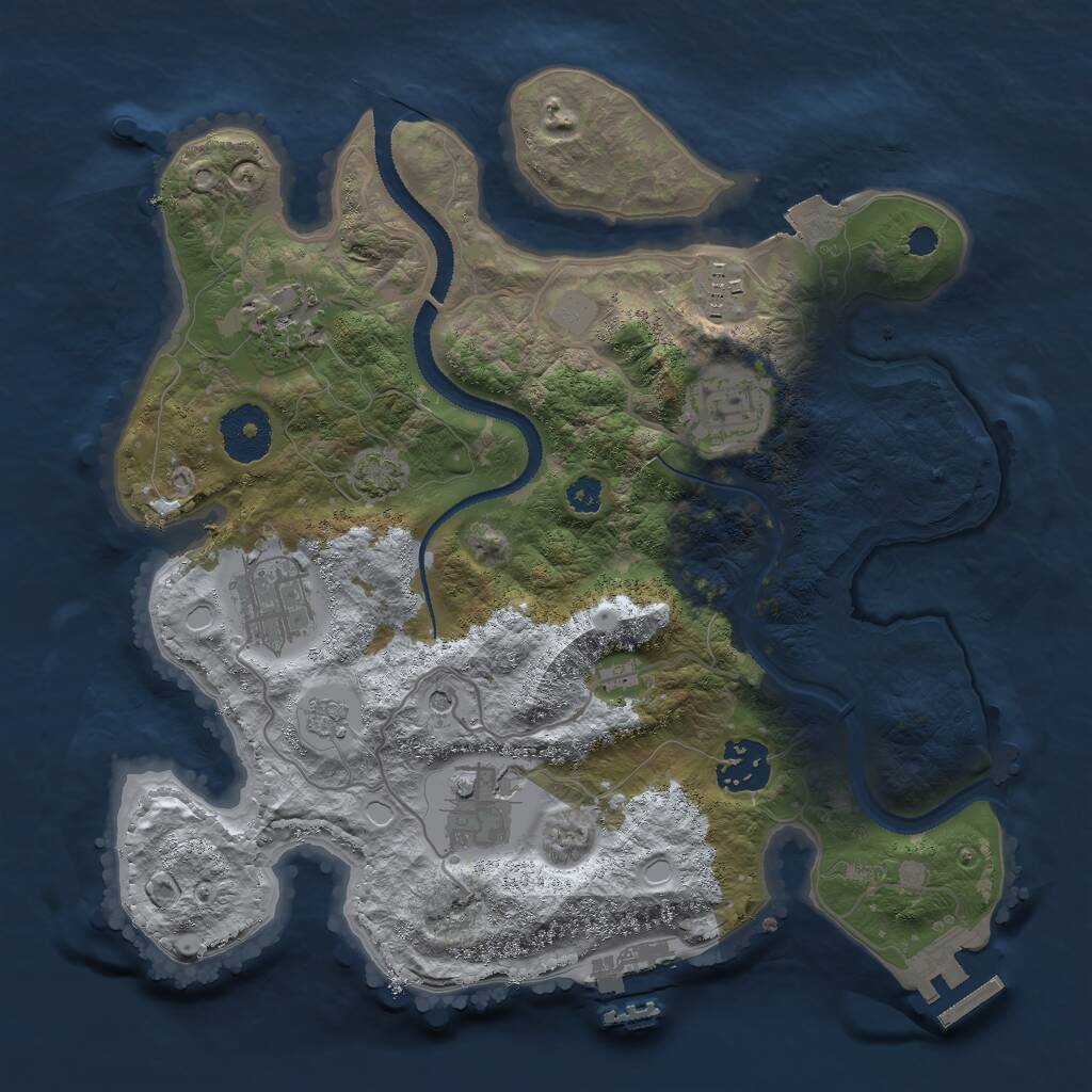 Rust Map: Procedural Map, Size: 3000, Seed: 508663390, 12 Monuments