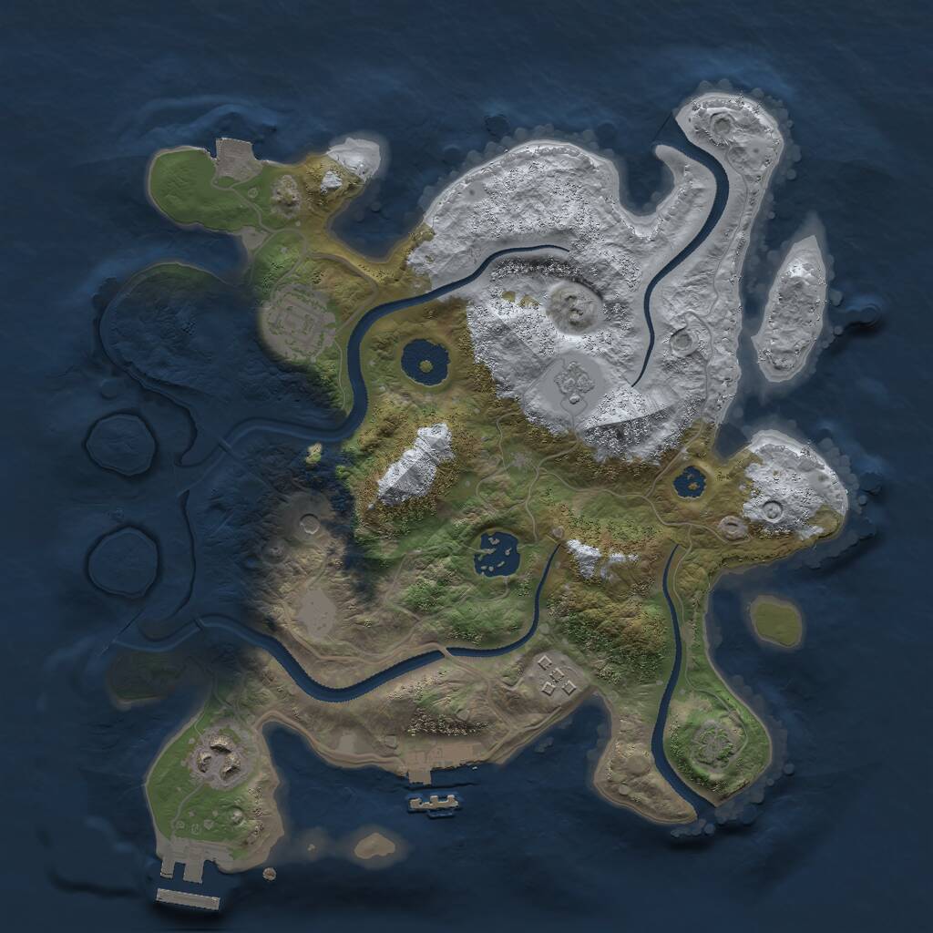 Rust Map: Procedural Map, Size: 3000, Seed: 1075306592, 10 Monuments