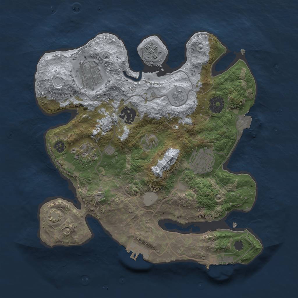 Rust Map: Procedural Map, Size: 2750, Seed: 1385495802, 12 Monuments