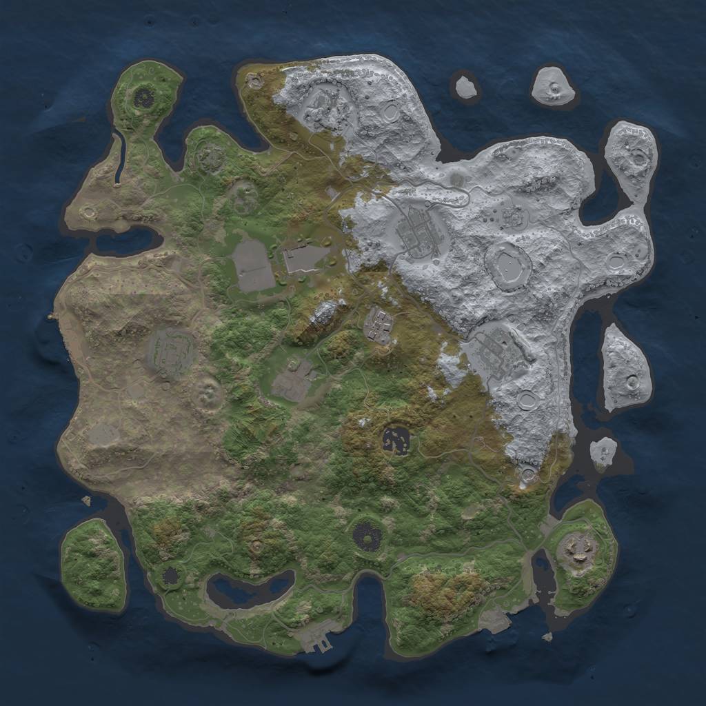 Rust Map: Procedural Map, Size: 3600, Seed: 41669095, 17 Monuments
